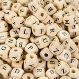 10mm Random Mix Square Alphabet Letter Bead Spacer Initial Wood Beads