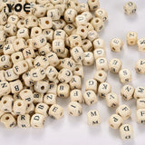 10mm Random Mix Square Alphabet Letter Bead Spacer Initial Wood Beads
