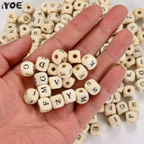 10mm Random Mix Square Alphabet Letter Bead Spacer Initial Wood Beads