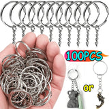 50/100PCS Silver Keyring Split Ring Keyfob Key Holder DIY Key Chains