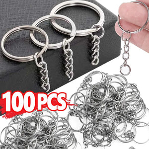 50/100PCS Silver Plated Keyring Split Ring Keyfob Key Holder Rings DIY Findings