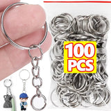 50/100PCS Silver Plated Keyring Split Ring Keyfob Key Holder Rings DIY Findings