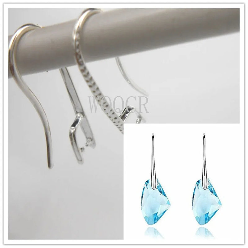 50/100PCS 925 Silver Matte Hook Earrings for Crystal Stone DIY Jewelry Making