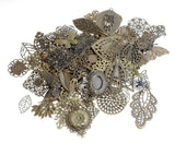 50Pcs Mixed Flower Filigree Wraps Beads Caps Petal Charms Silver Gift DIY