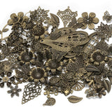 50Pcs Mixed Flower Filigree Wraps Beads Caps Petal Charms Silver Gift DIY