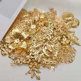 50Pcs Mixed Flower Filigree Wraps Beads Caps Petal Charms Silver Gift DIY