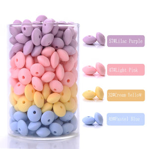 50/100Pcs 12mm Silicone Lentil Beads for Baby Nursing Teething Necklace