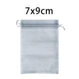 50/100Pcs Silver Grey Organza Bag for Jewelry Packaging Wedding Favor Gift