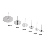 50-100Pcs 316L Stainless Steel Earring Stud DIY Ear Blank Post Pins 3-12mm