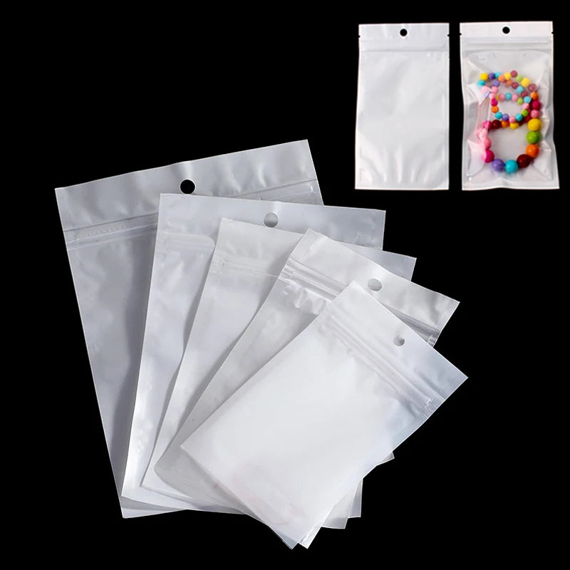 50/100Pcs Self Sealing Zipper Opp Bag Jewelry Earring Storage Pouches