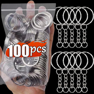50/100Pcs Silver Plated Keyring Split Ring Key Holder Rings DIY Key Chain
