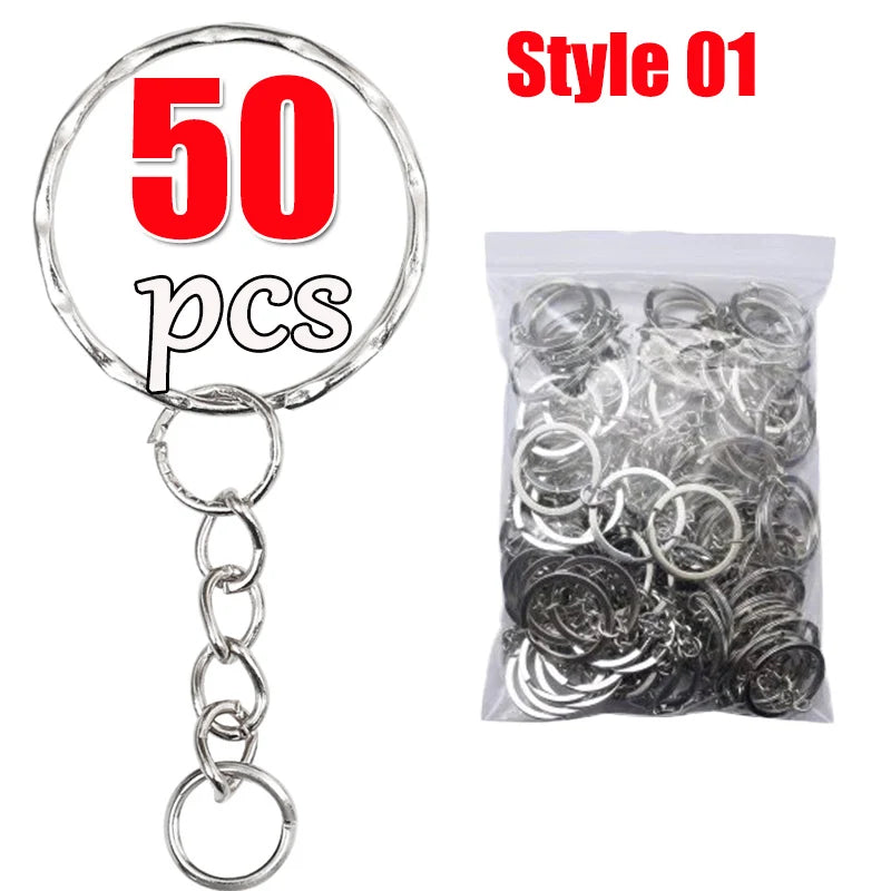 50/100Pcs Silver Plated Keyring Split Ring Key Holder Rings DIY Key Chain