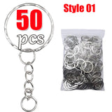 50/100Pcs Silver Plated Keyring Split Ring Key Holder Rings DIY Key Chain