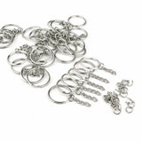 50/100Pcs Split Ring Short Chain Key Rings Key Chains Polished Silver 25mm Keyri