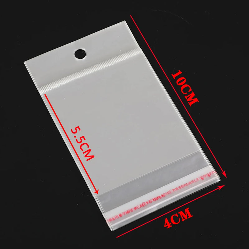 Clear Self Adhesive Seal Plastic Bag with Hang Hole - 50/100pcs