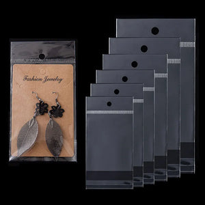 Clear Self Adhesive Seal Plastic Bag with Hang Hole - 50/100pcs
