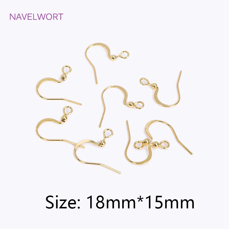 18K Plated Earring Hooks, Brass EarWires For Earring Making
