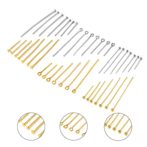 50-100pcs Stainless Steel Eye Head Pins Flat Head Pin For DIY Jewelry Making