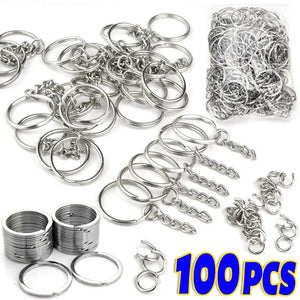 Metal Blank Keyring Split Rings DIY Keyfob Key Ring Lobster Clasp 50/100pcs
