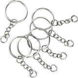 Metal Blank Keyring Split Rings DIY Keyfob Key Ring Lobster Clasp 50/100pcs