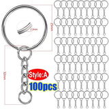Metal Blank Keyring Split Rings DIY Keyfob Key Ring Lobster Clasp 50/100pcs