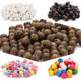 50-100pcs Stripe Natural Wooden Beads Round Colorful Wood Spacer Beads