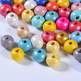 50-100pcs Stripe Natural Wooden Beads Round Colorful Wood Spacer Beads