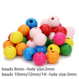 50-100pcs Stripe Natural Wooden Beads Round Colorful Wood Spacer Beads