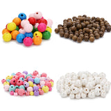 50-100pcs Stripe Natural Wooden Beads Round Colorful Wood Spacer Beads