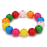 50-100pcs Stripe Natural Wooden Beads Round Colorful Wood Spacer Beads
