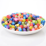 Rainbow Striped Resin Beads Spacer Round Loose Beads Jewelry Making DIY LGBT