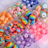 Rainbow Striped Resin Beads Spacer Round Loose Beads Jewelry Making DIY LGBT