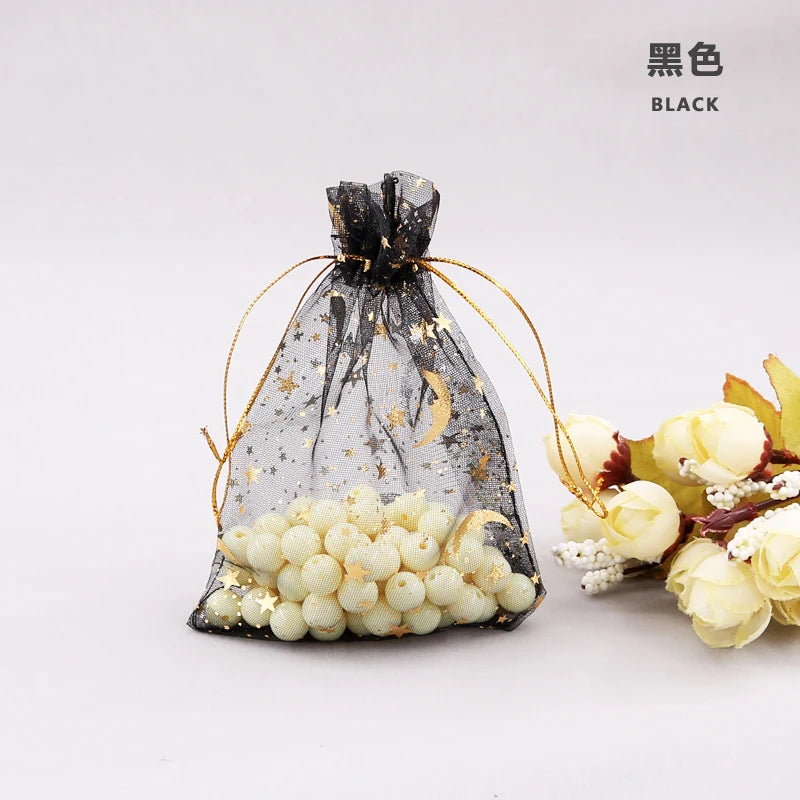 50/100pcs Star Moon Organza Bags 13x18cm Gift Pouches Wedding Party Candy Bags