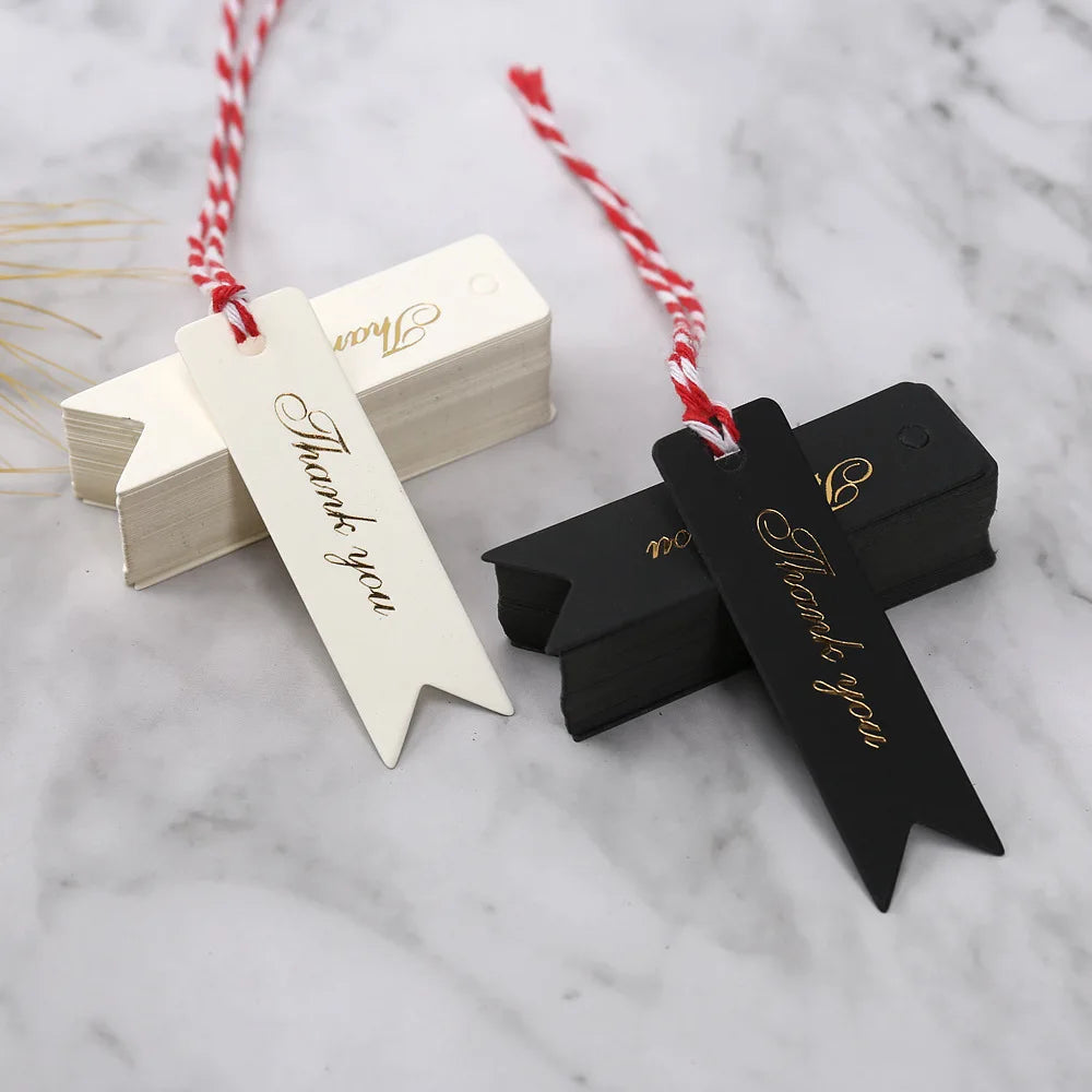 50-100pcs Swallowtail Thank You Tags Paper Cards Jewelry Gift DIY Wrapping