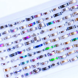 Multicolor Stainless Steel Mixed Ring Wedding Jewelry 50/100pcs/lot