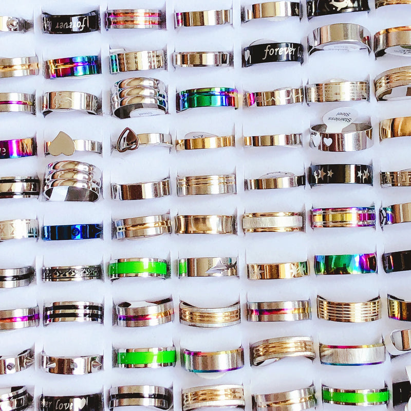 Multicolor Stainless Steel Mixed Ring Wedding Jewelry 50/100pcs/lot