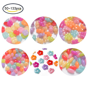 50~133PCS Jelly Acrylic Beads Faceted Clover Mixed 11.5x11.5x4mm