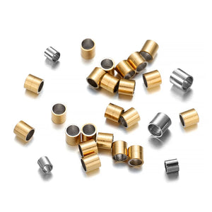 Stainless Steel Tubular Crimp End Beads Spacer for DIY Jewelry Making