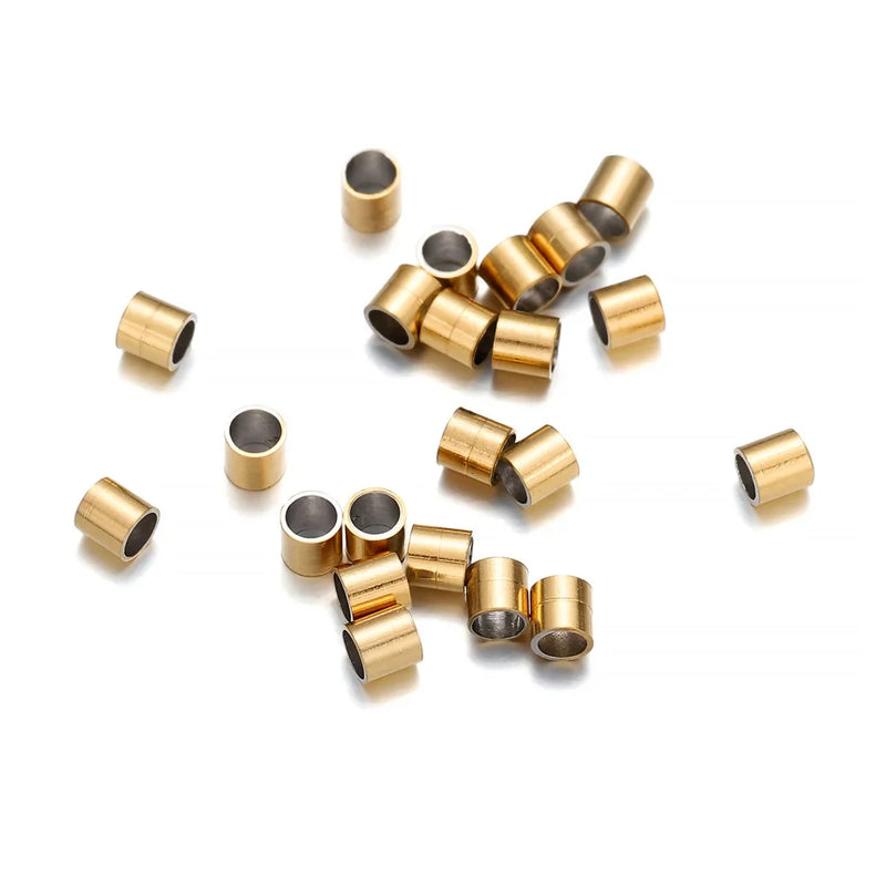 Stainless Steel Tubular Crimp End Beads Spacer for DIY Jewelry Making
