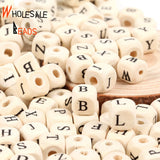 50-200Pcs 8-10mm Mixed Square Wooden Alphabet Beads for DIY Bracelet Making