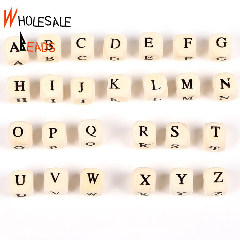 50-200Pcs 8-10mm Mixed Square Wooden Alphabet Beads for DIY Bracelet Making