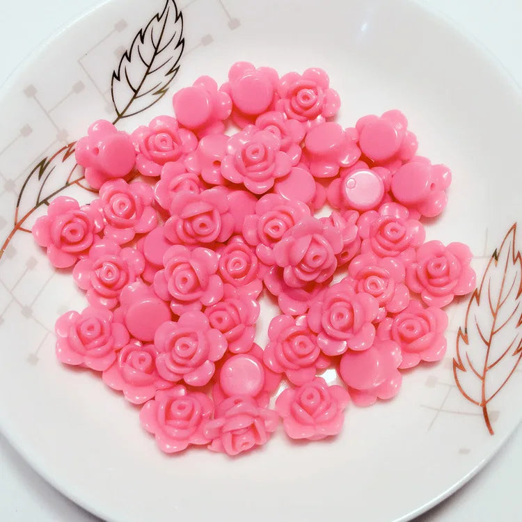 Rose Flowers Shape Acrylic Garment Beads DIY Craft Supplies Jewelry Accessories