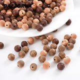 Round Stripe Acrylic Wooden Beads for Jewelry Making DIY Bracelet