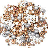 Silver Plated Wooden Beads Round Spacer Beads for DIY Jewelry Making