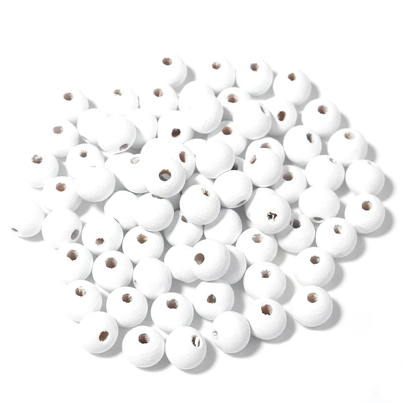 Silver Plated Wooden Beads Round Spacer Beads for DIY Jewelry Making