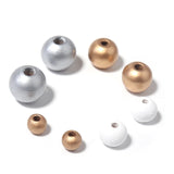 Silver Plated Wooden Beads Round Spacer Beads for DIY Jewelry Making