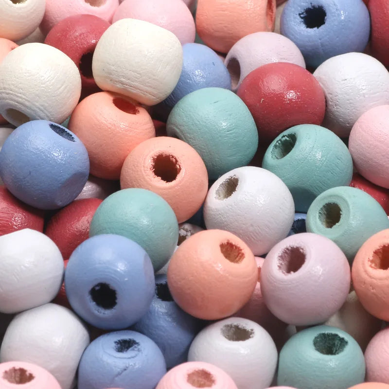 Colorful Round Wood Beads 8/10/14mm for Jewelry Making
