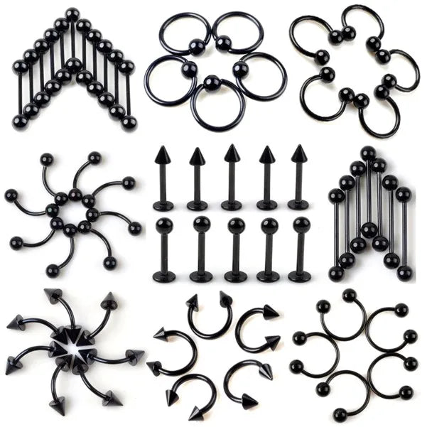 50/95Pcs Stainless Steel Body Jewelry Set