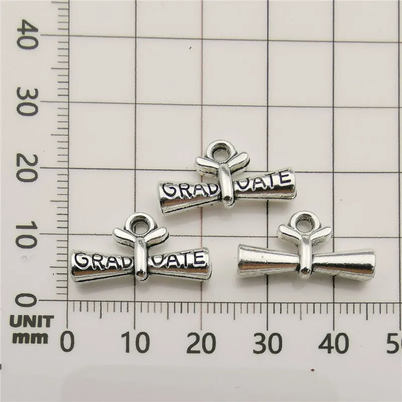 50 Graduation Cap Charms for DIY Jewelry Making Grad Theme Dr. Hat Pendants
