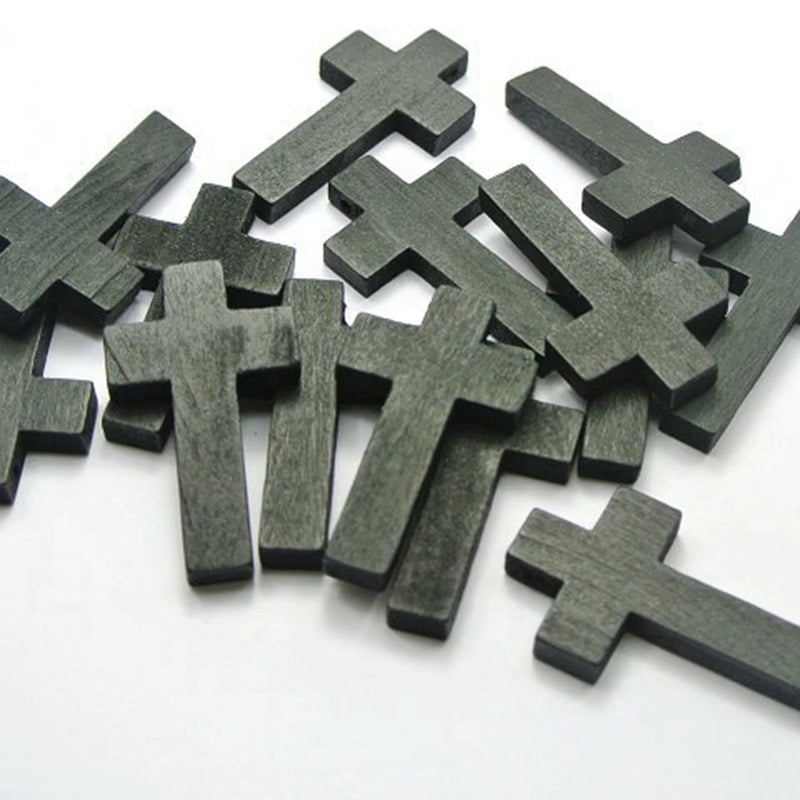 50 Wooden Cross Beads Charm 42X24mm Wood Pendants